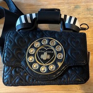 Betsey Johnson Black Quilted Phone Crossbody